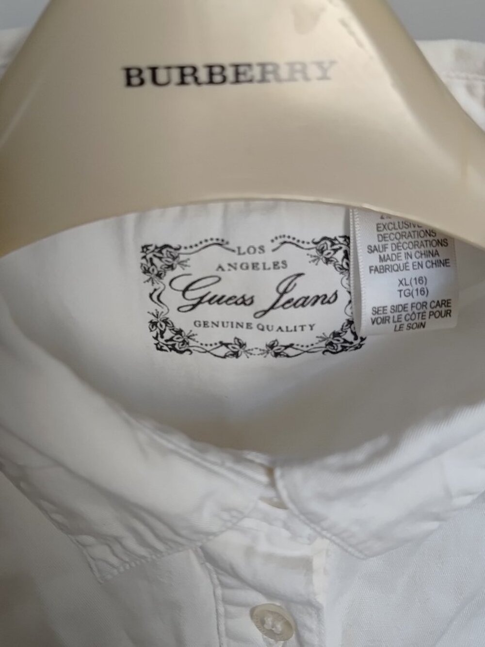 Guess Junior XL (16) Cotton White Long Sleeve Button Down Shirt - Picture 11 of 14